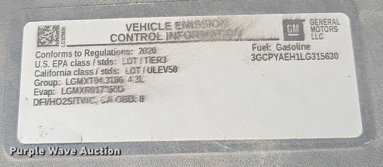 image for item EK0846 2020 Chevrolet  Silverado 1500 Crew Cab pickup truck