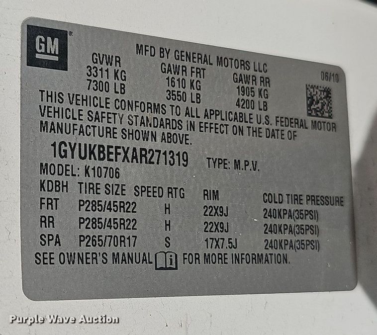 image for item EK0865 2010 Cadillac  Escalade SUV