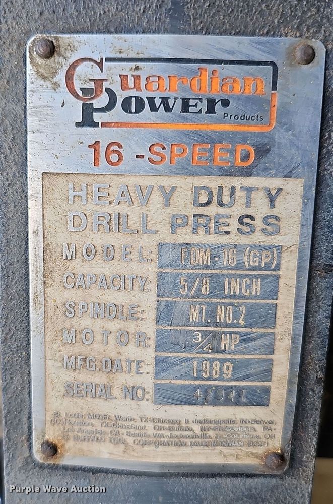 image for item EK0877 1989 Guardian Power  drill press  