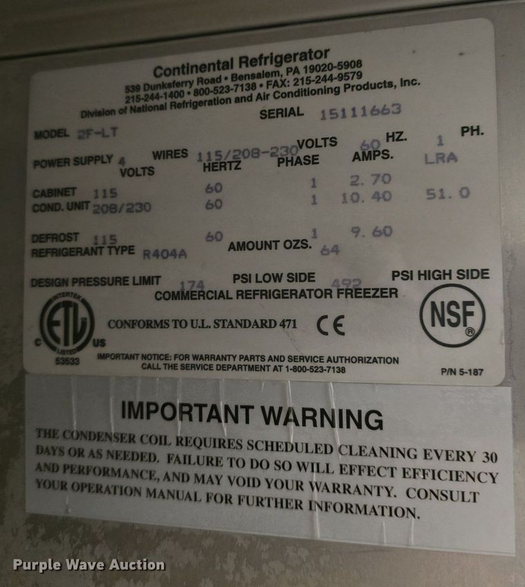 image for item EK2245 Continental 2F-LT freezer