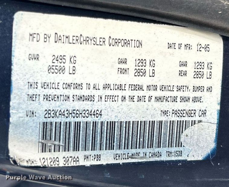 image for item EK3431 2006 Dodge  Charger  