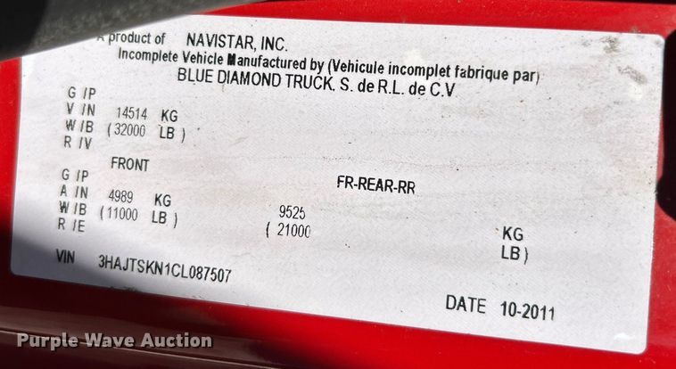 image for item EK3437 2012 International  DuraStar 4300 chipper truck