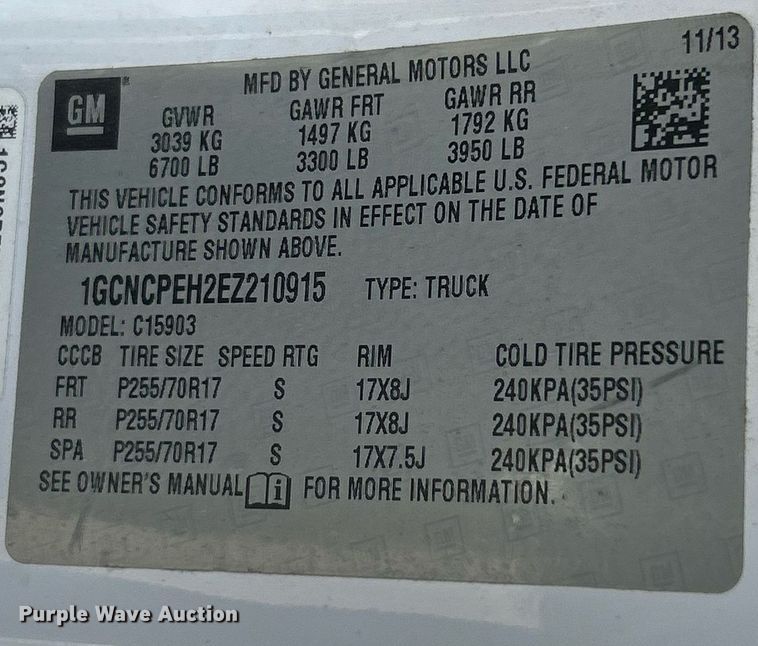 image for item EK3450 2014 Chevrolet  Silverado 1500 pickup truck