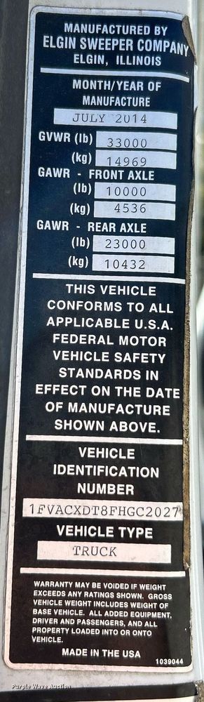 image for item EK3452 2015 Freightliner Business Class M2 street sweeper