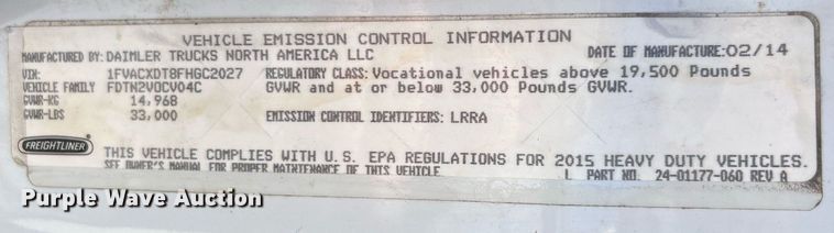 image for item EK3452 2015 Freightliner Business Class M2 street sweeper