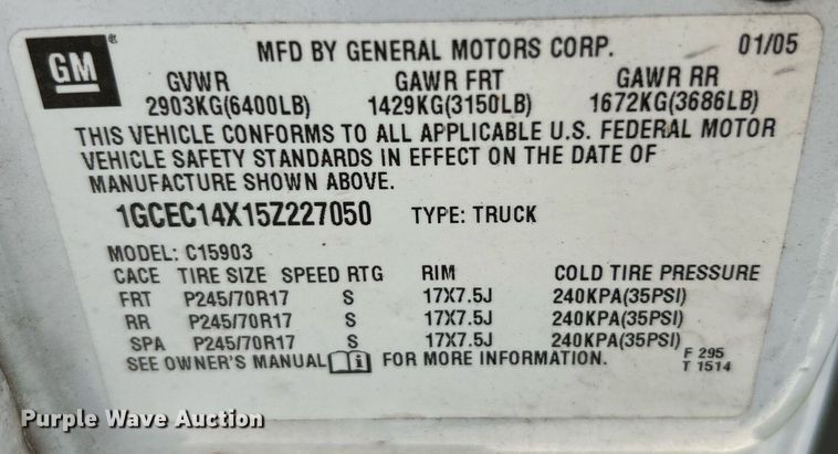 image for item EK3454 2005 Chevrolet  Silverado 1500 pickup truck