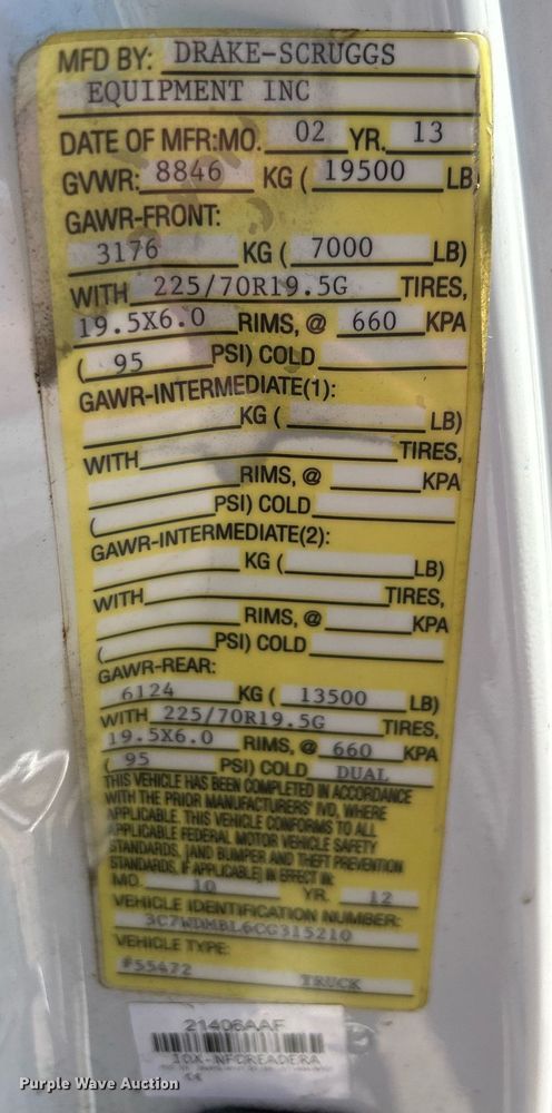 image for item EK3455 2012 Dodge Ram 5500HD bucket truck