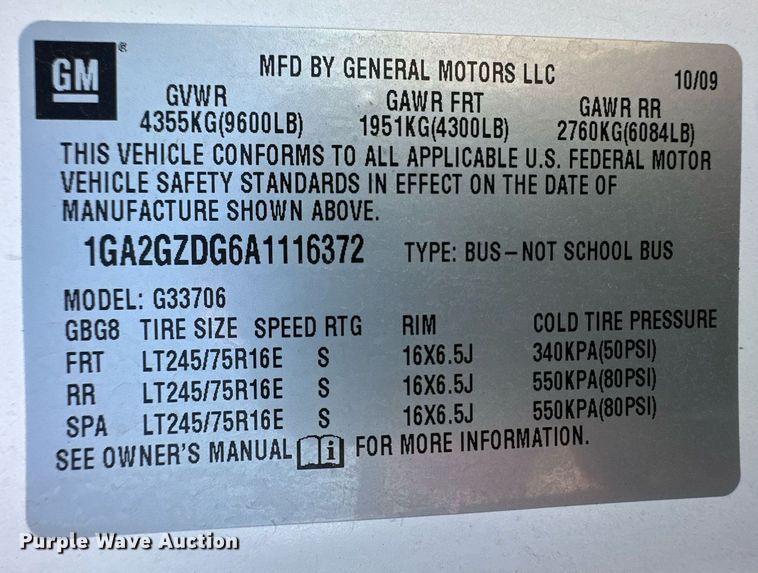 image for item ER8068 2010 Chevrolet Express 3500 van