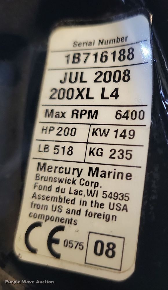 image for item JO9336 2008 Mercury Marine Verado outboard boat engine