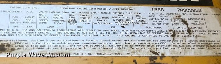 image for item LC9241 1998 Chevrolet  C7500 dump truck