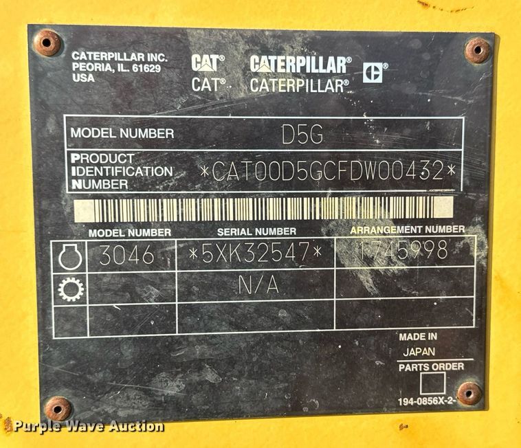 image for item MS9811 2002 Caterpillar  D5G dozer