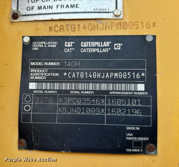 image for item MS9813 2003 Caterpillar 140H VHP Plus motor grader