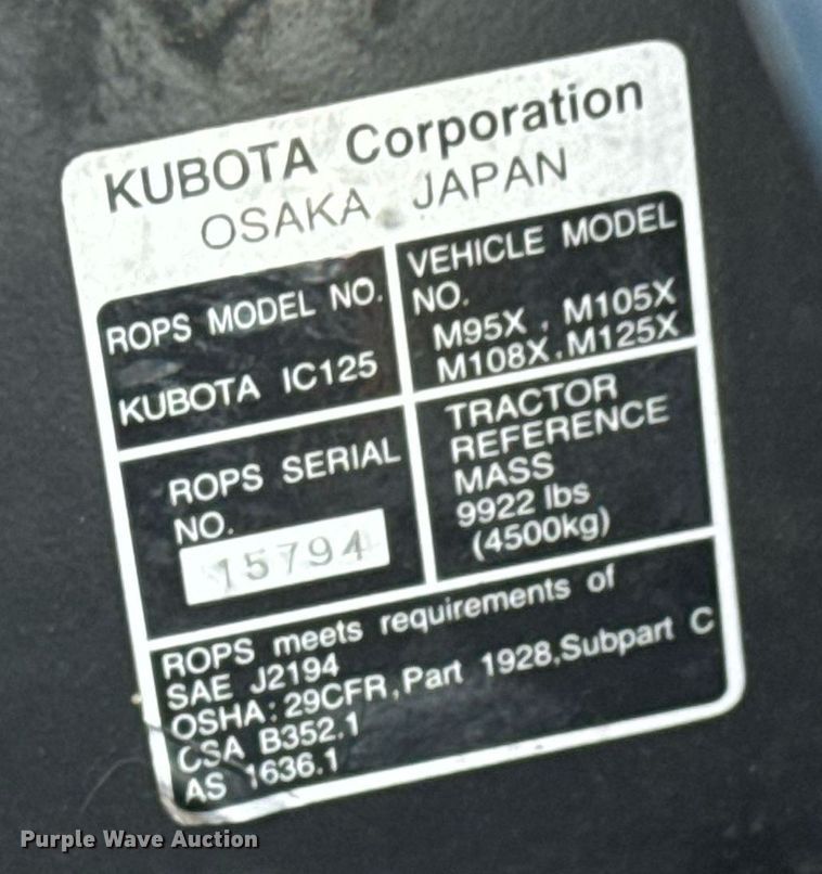 image for item MS9828 2008 Kubota  M108X MFWD tractor