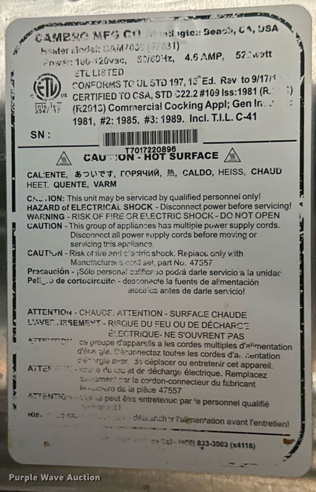 image for item MV9273 Restaurant equipment 