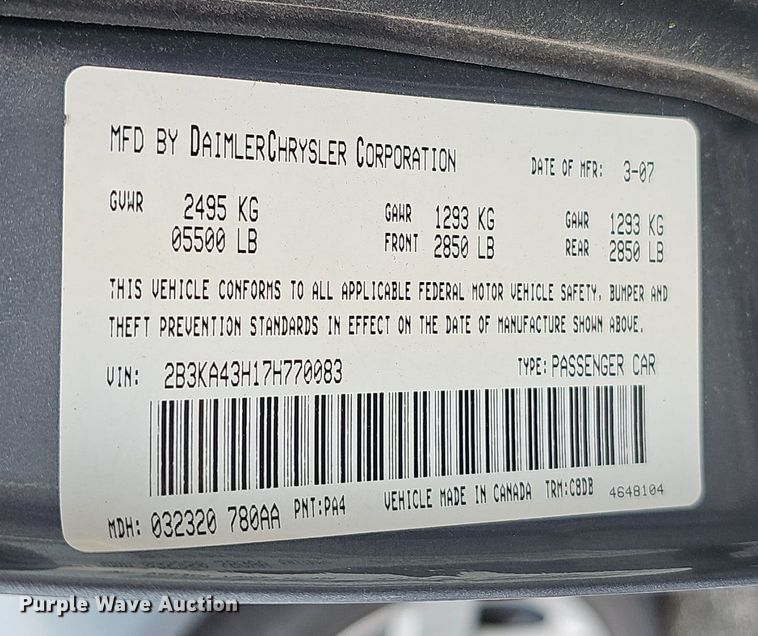 image for item NX9320 2007 Dodge  Charger Police  