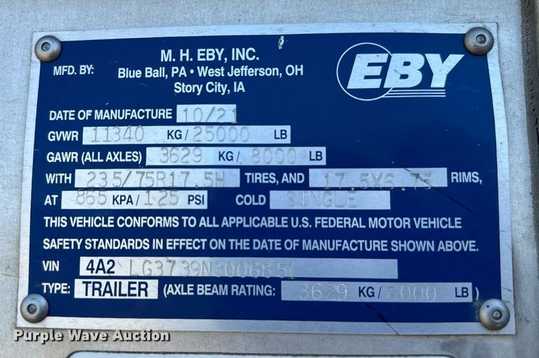 image for item DU3034 2022 EBY livestock trailer