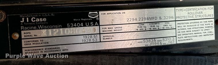 image for item MV9222 1985 Case International 2294 tractor