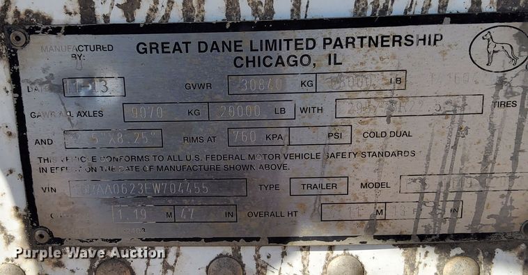 image for item DQ6170 2014 Great Dane ESS-1119-12053 refrigerated van trailer