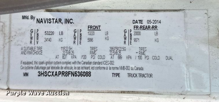 image for item DR2722 2015 International  Lonestar  semi truck