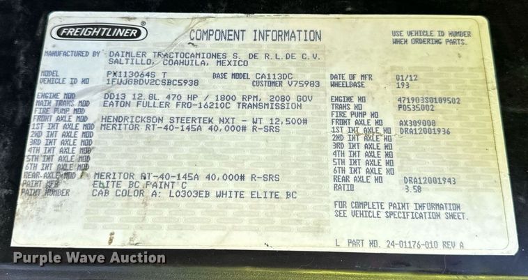 image for item DT2045 2012 Freightliner  Cascadia  semi truck