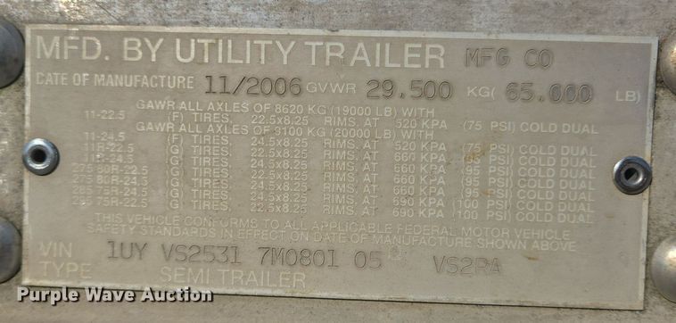 image for item DT5303 2007 Utility VS2RA refrigerated van trailer