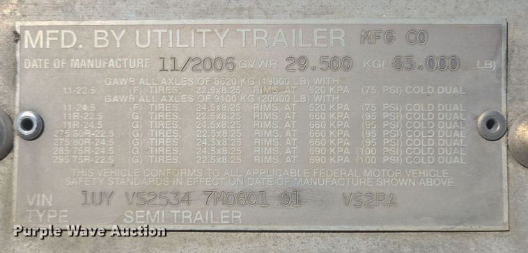 image for item DT5304 2007 Utility refrigerated van trailer