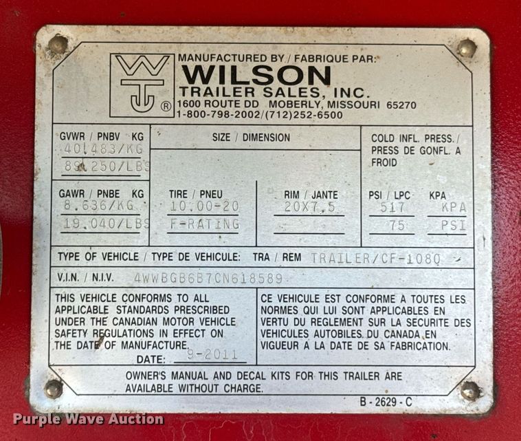 image for item DX1373 2012 Wilson CF-1080 