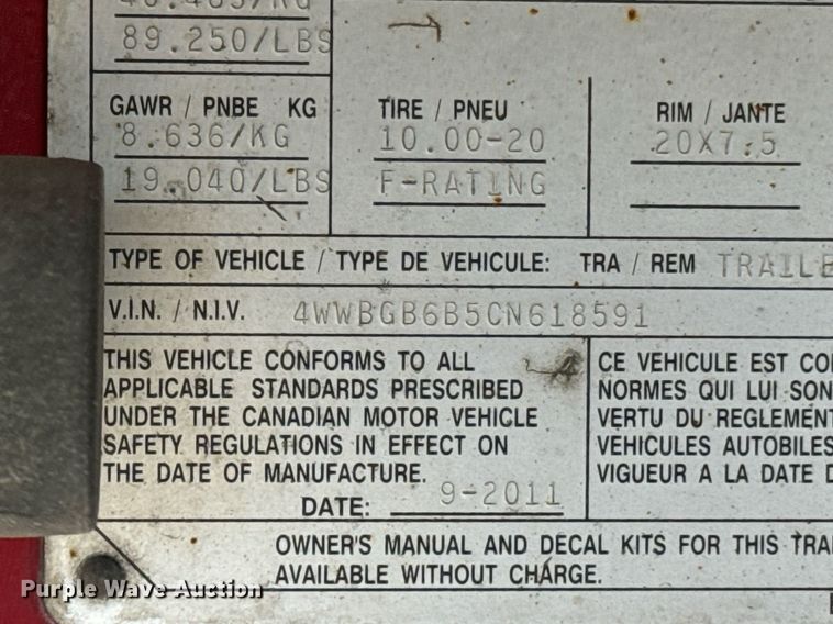 image for item DX1376 2012 Wilson CF-1080 flatbed trailer