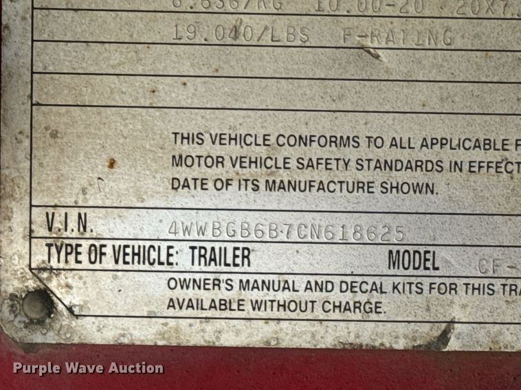 image for item DX1384 2012 Wilson CF-1080 flatbed trailer