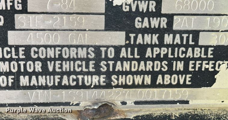 image for item DX1447 1984 Stainless Tank & Equipment tank trailer