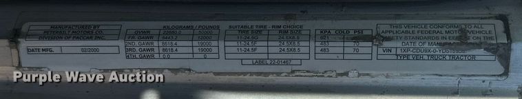 image for item DX3635 2000 Peterbilt  377 semi truck