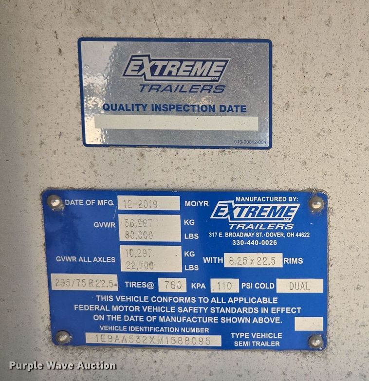 image for item EE7800 2021 Extreme side curtain trailer