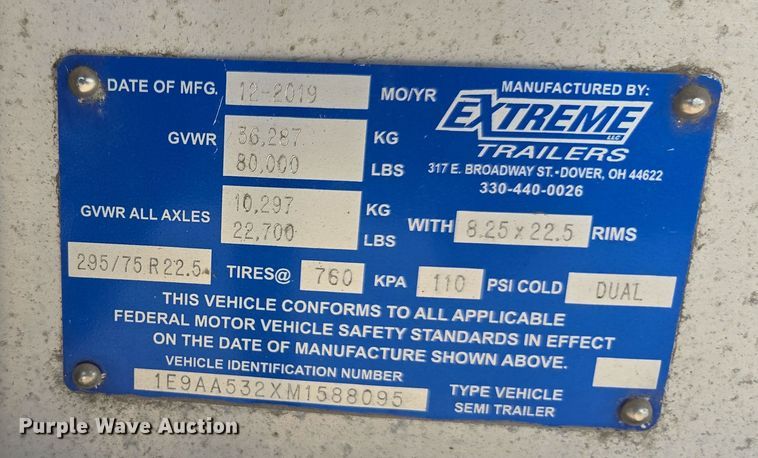 image for item EE7800 2021 Extreme side curtain trailer