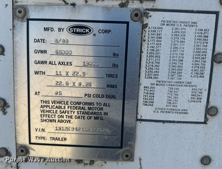 image for item EE7837 1990 Strick dry van trailer