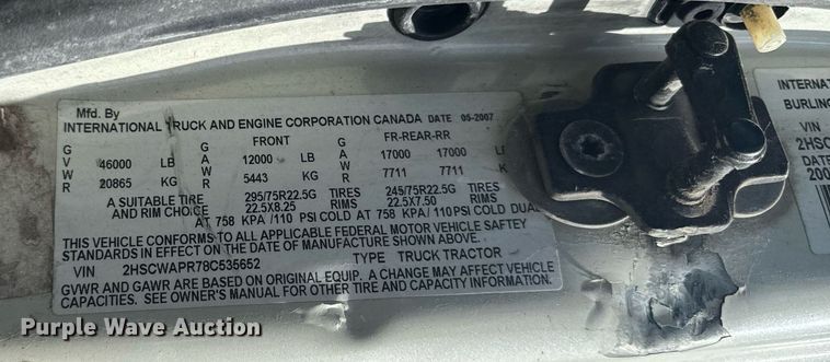 image for item EG6794 2008 International  Prostar Limited 6x4 semi truck