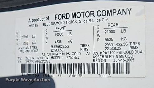 image for item EI8413 2006 Ford F750 Super Duty XLT wireline truck