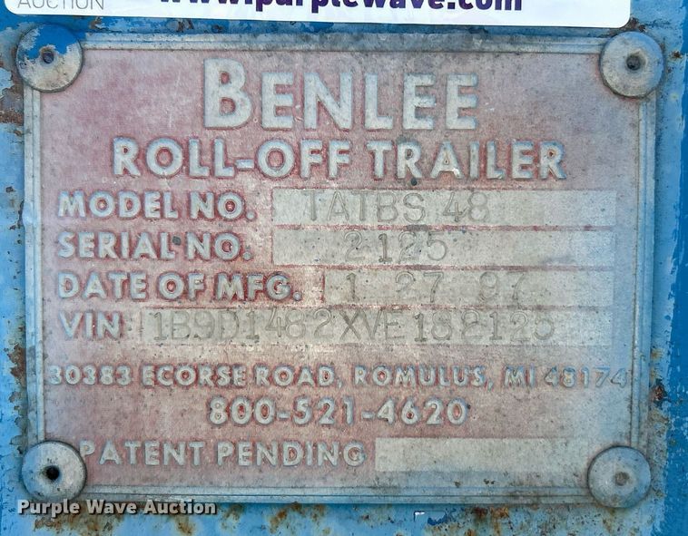 image for item EK3535 1997 Benlee TATBS48 container trailer