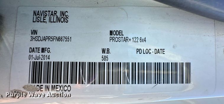 image for item ER8024 2015 International ProStar Plus semi truck