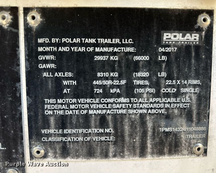 image for item ER8083 2017 Polar tank trailer