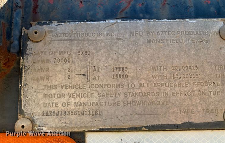 image for item JT9730 1981 Aztec drop deck equipment trailer