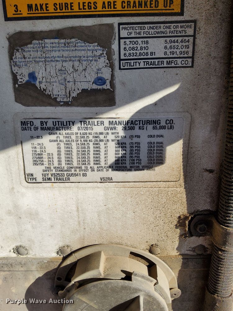 image for item LR9494 2016 Utility VS2RA refrigerated van trailer