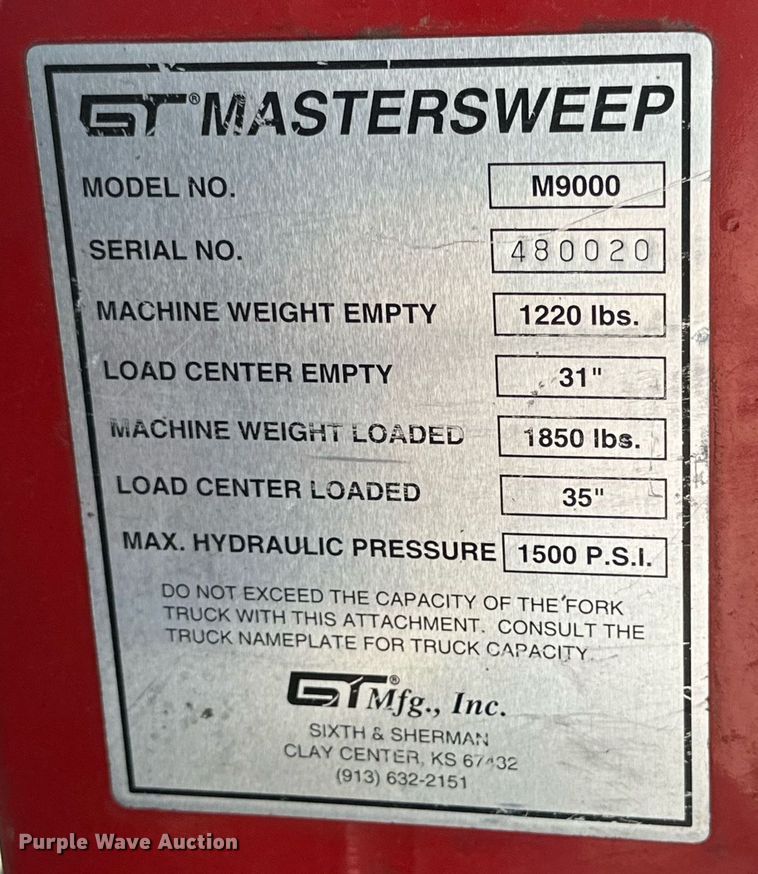 image for item DD3321 Master Sweep M9000 sweeper