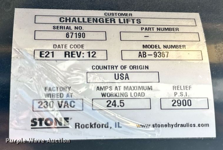 image for item DD3323 2022 Versymmetric CL10-XP9 two post automotive lift