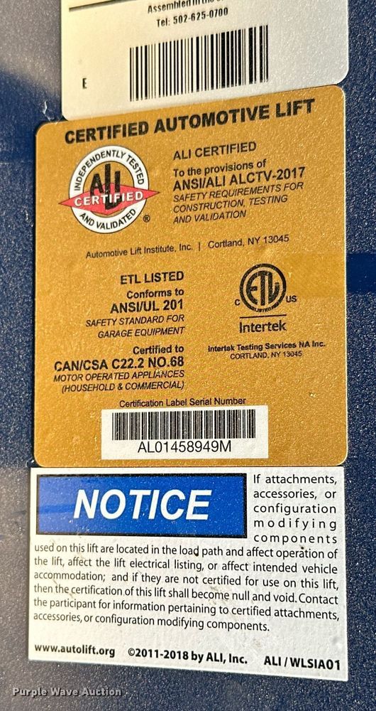 image for item DD3323 2022 Versymmetric CL10-XP9 two post automotive lift