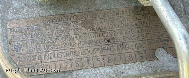 image for item DD3347 2016 Toyota 8FDU20 forklift