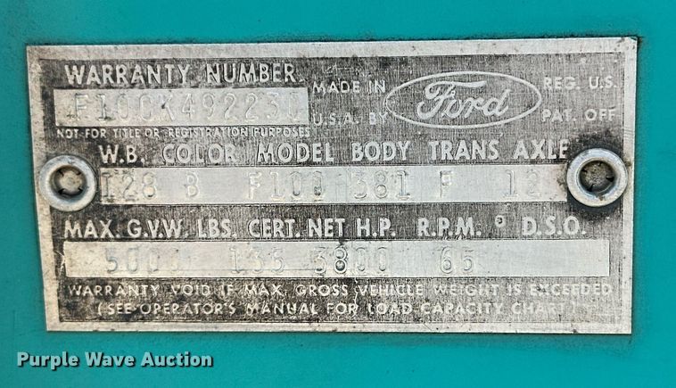 image for item DD3402 1964 Ford F100 pickup truck