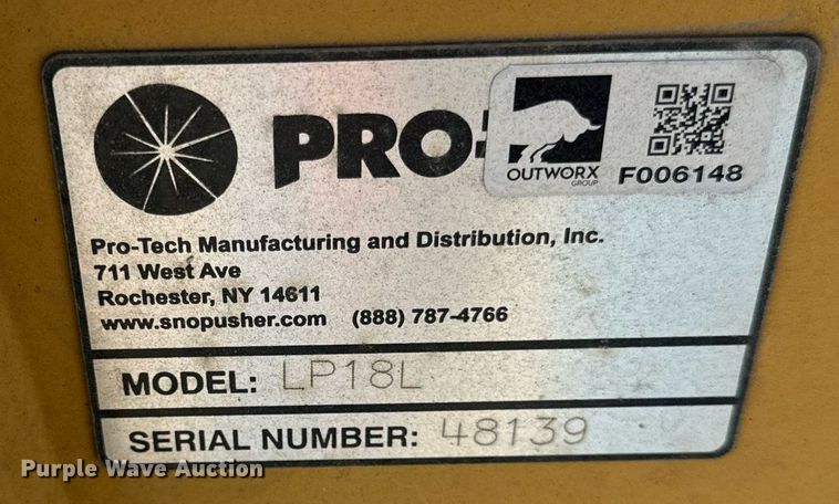 image for item DT2056 Protech  LP18L 18' W wheel loader snow pusher 