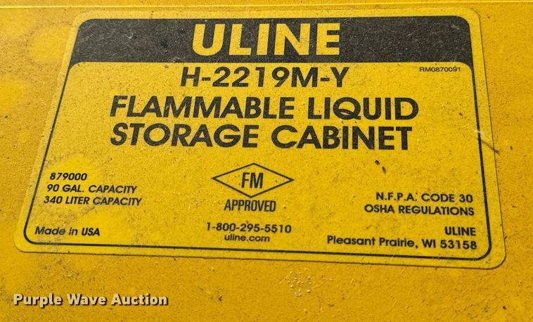 image for item DT2090 Uline H-221-9M-Y (2) flammable liquid storage cabinets 