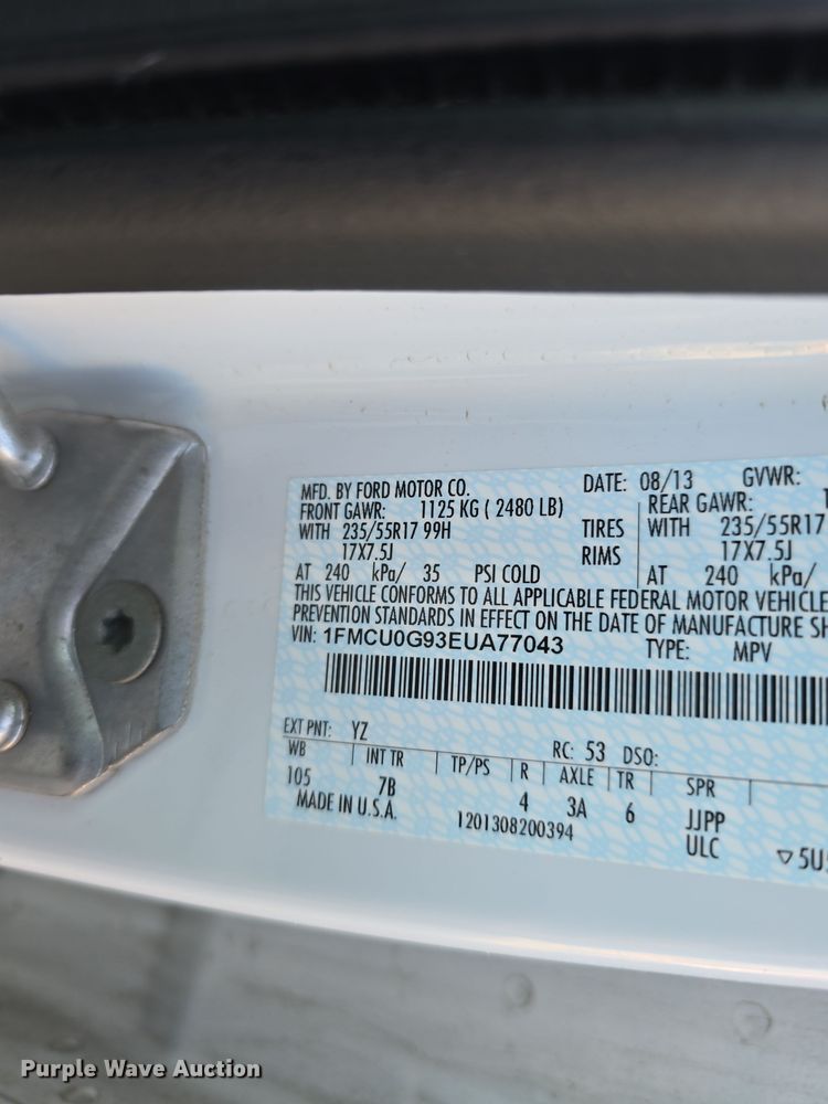 image for item DW3798 2014 Ford Escape SUV