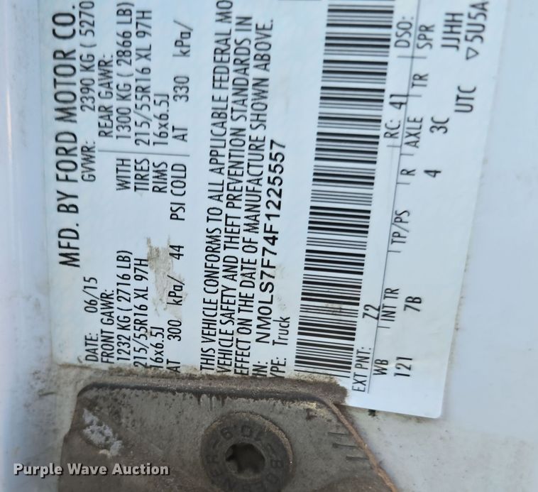 image for item DW3799 2015 Ford Transit Connect van